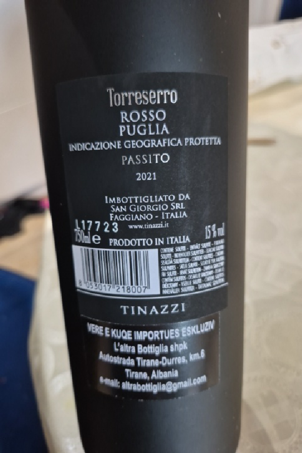 Torreserro Rosso Puglia Passito - Image 1