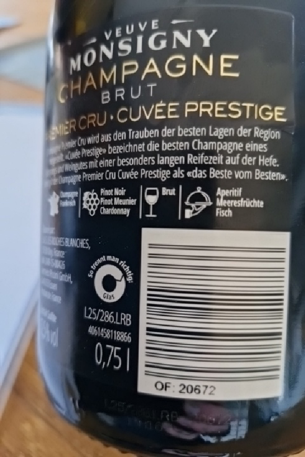 Veuve Monsigny Champagne Brut Premier Cru Cuvée Prestige - Image 1