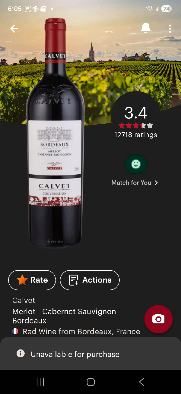 Calvet Bordeaux Merlot Cabernet Sauvignon - Image 1