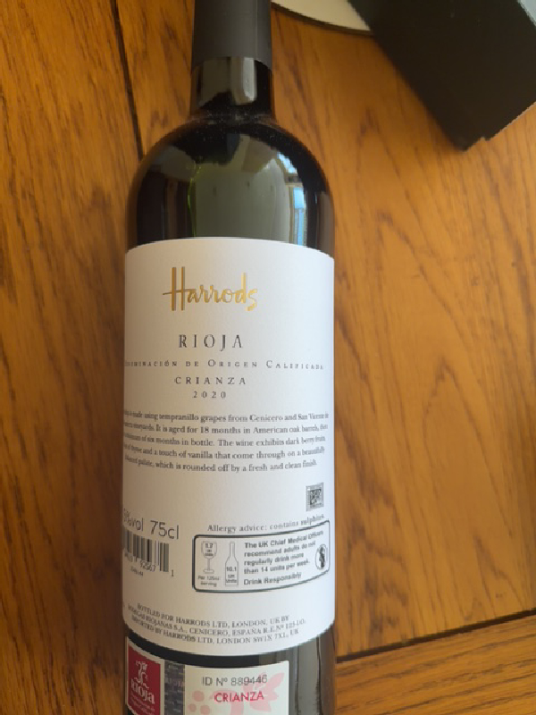 Harrods Rioja Crianza - Image 1