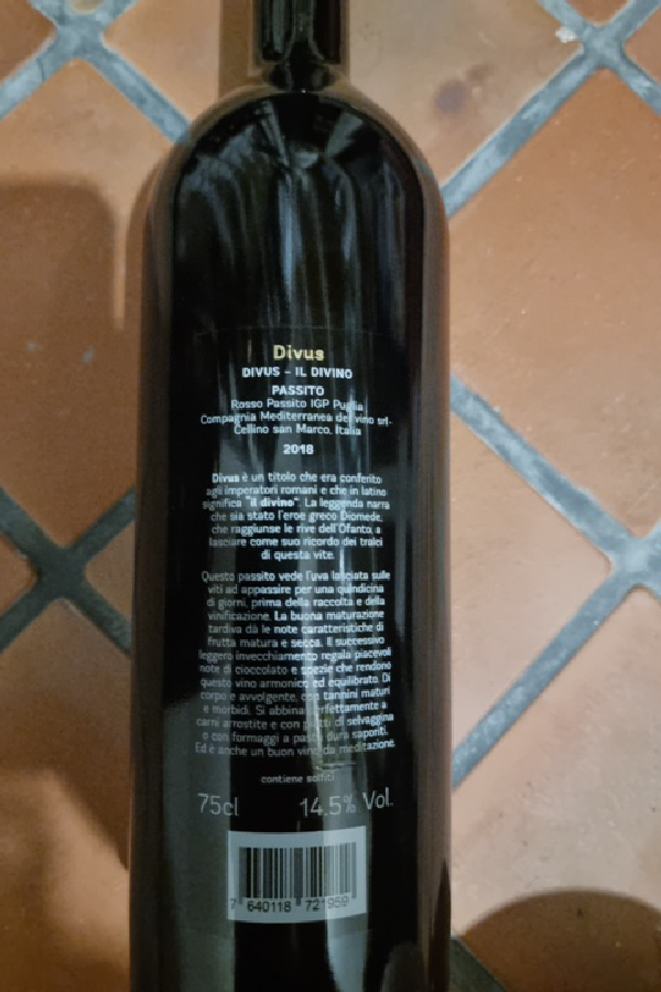 Divus Rosso Passito IGP Puglia - Image 1