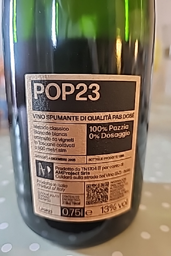 POP23 Vino Spumante di Qualità Pas Dosé - Image 1