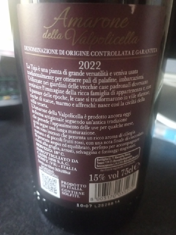 Amarone della Valpolicella La Tuja - Image 1