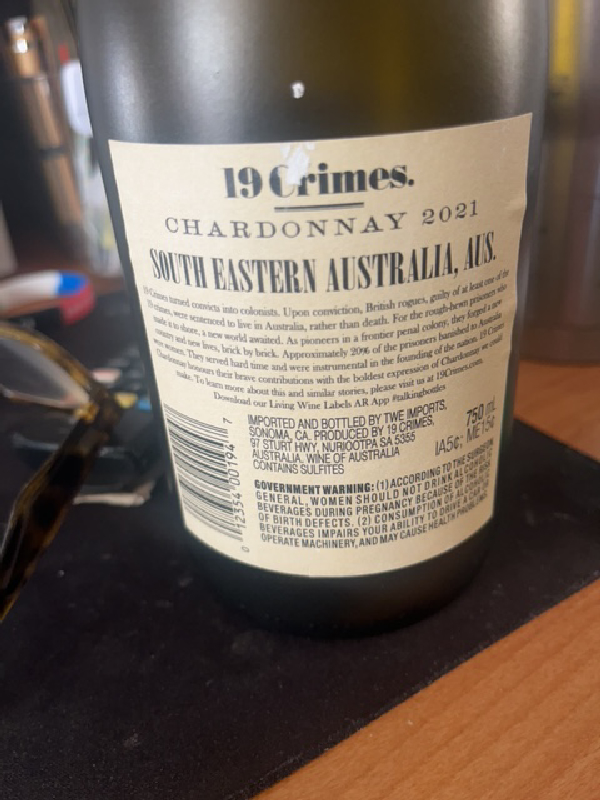 19 Crimes Chardonnay - Image 1