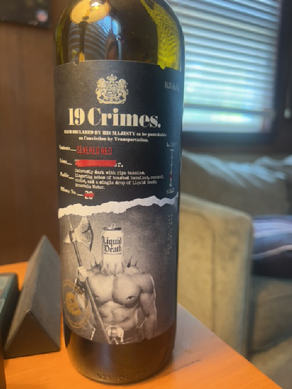 19 Crimes Severed Red - Image 1