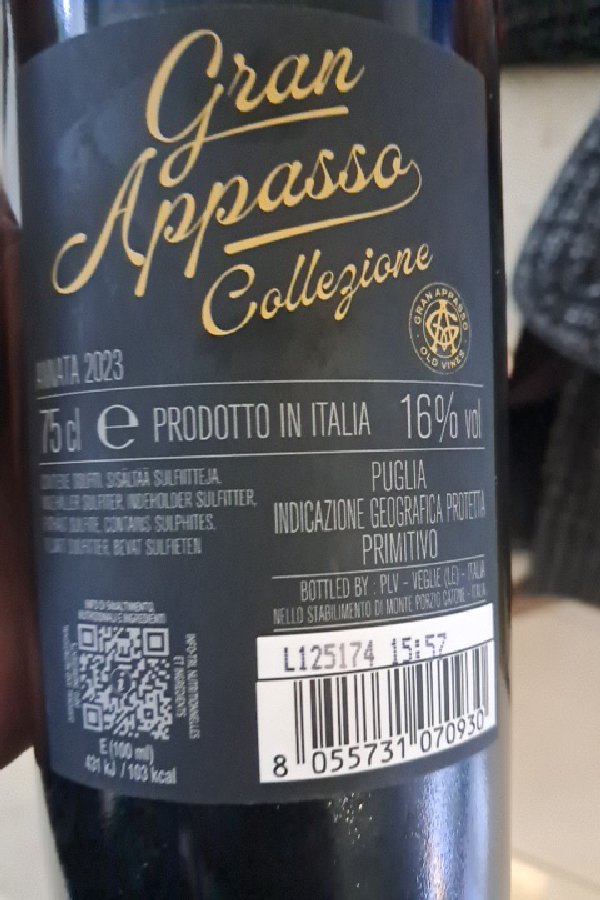 Gran Appasso Collezione Old Vines Primitivo - Image 1