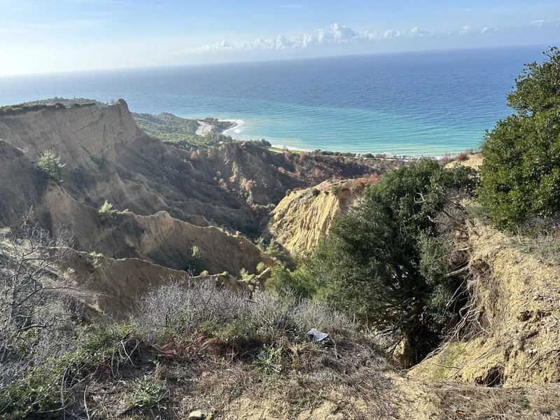 Eroded cliffs above the turquoise sea at Gallipoli