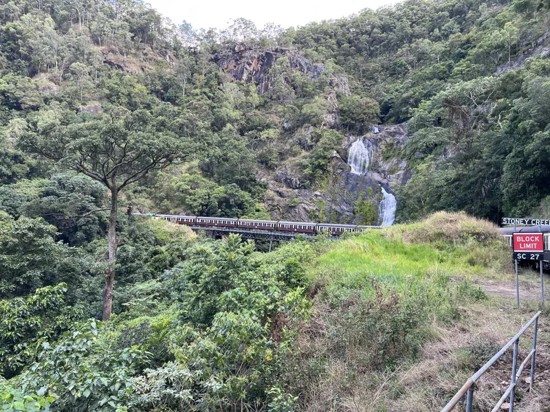 The falls and the bridge from further along the line