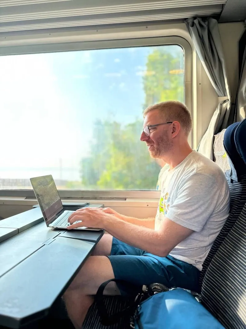 Getting work done on our way to Bari, photo 1 of 3