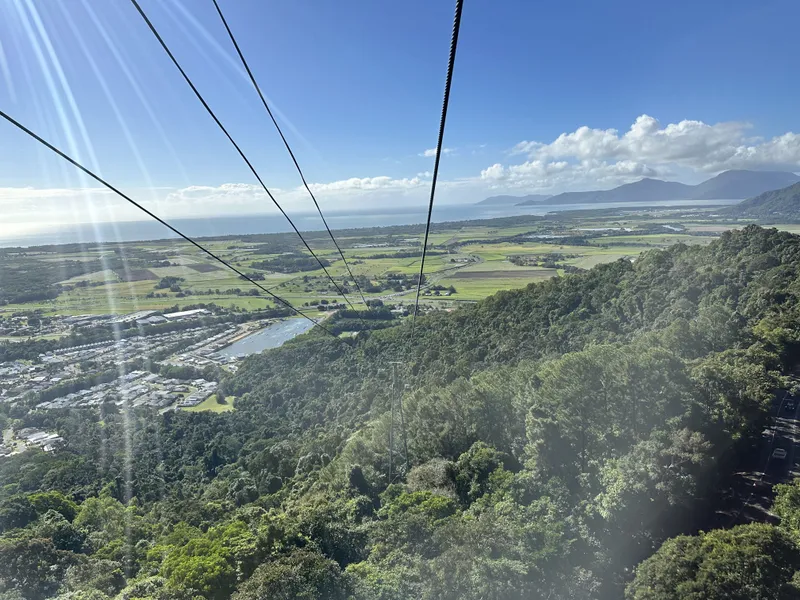 The view back over the rainforest to the coast and the cane fields