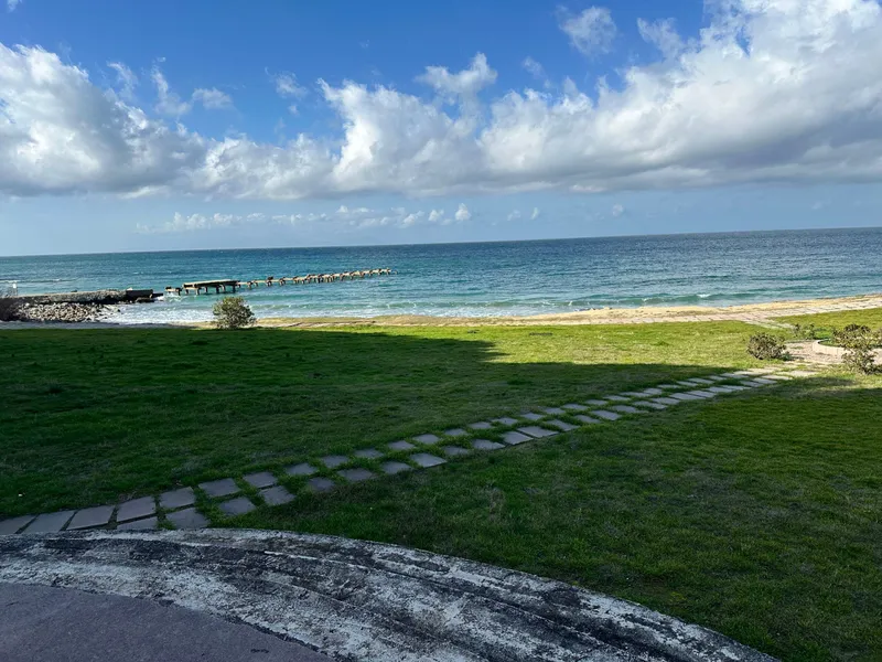 A lawn and path leading to the sea at Anzac Cove