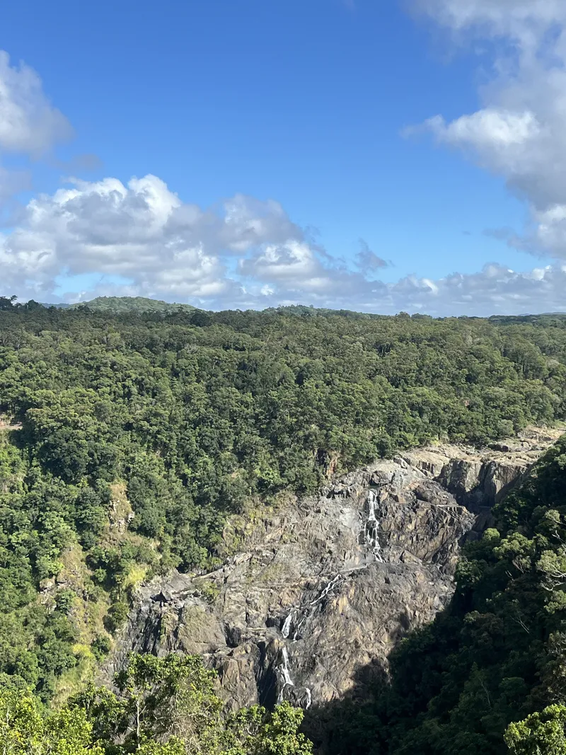 Barron Falls running down the rock face across the gorge