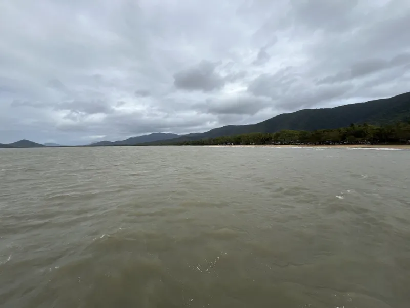Grey water looking along the coast toward the ranges