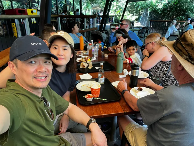 A selfie of the group at lunch in the cafe