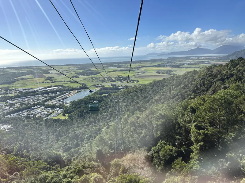 Looking down the line of cables to Smithfield and the coast