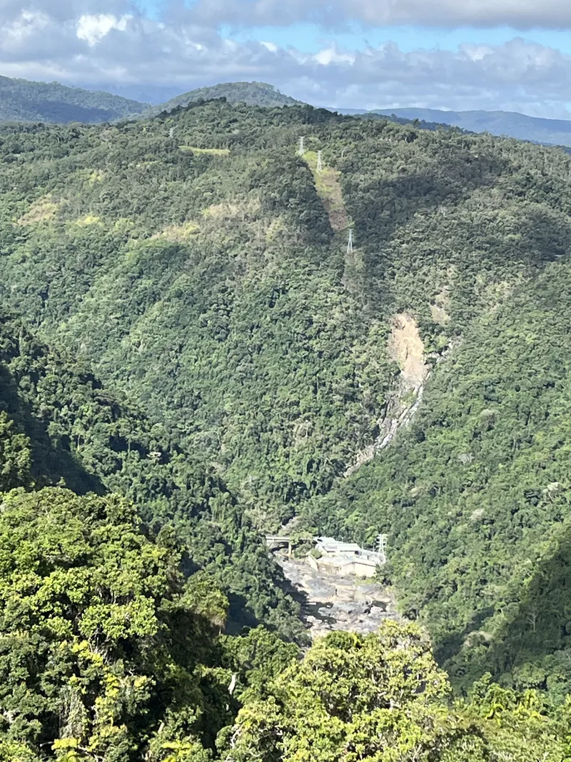 The Barron Gorge, with a trickle of water down the cliff