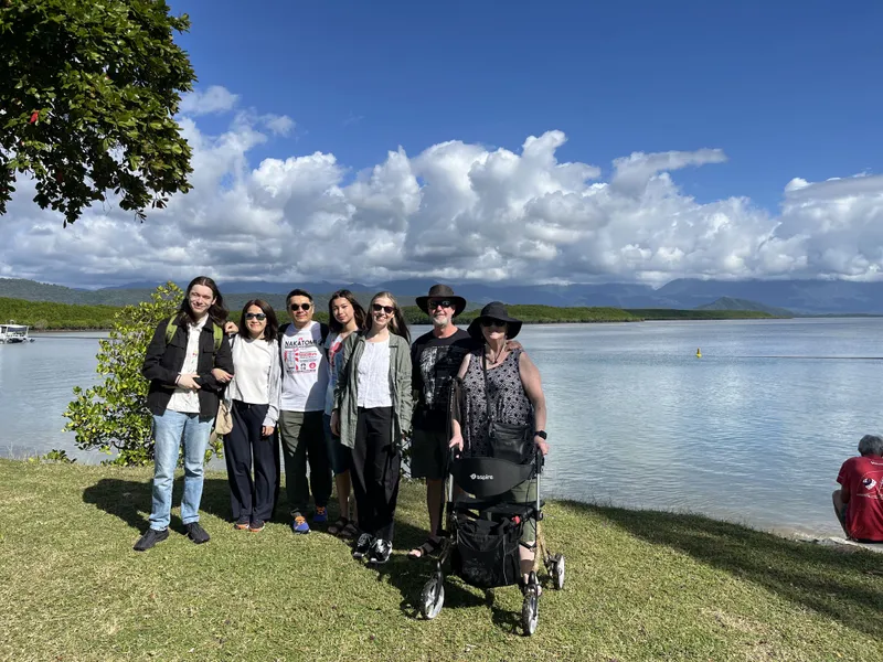 Part of the group on the grass by the inlet
