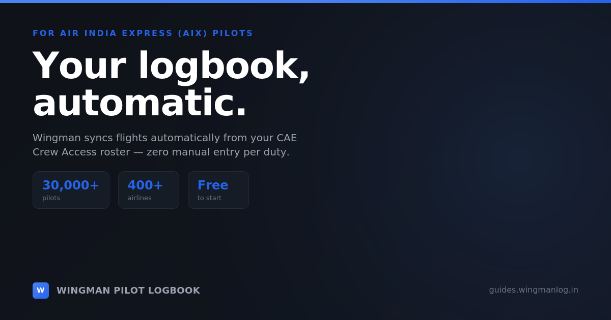 Air India Express (AIX) (IX) Pilot Logbook | Wingman