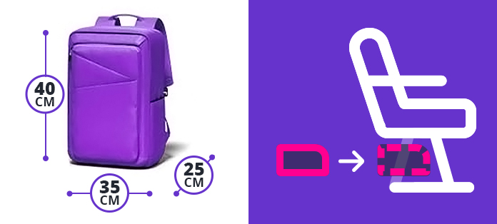 Bolso de equipaje de mano Wizzair 40x30x20 cm pequeño debajo del asiento