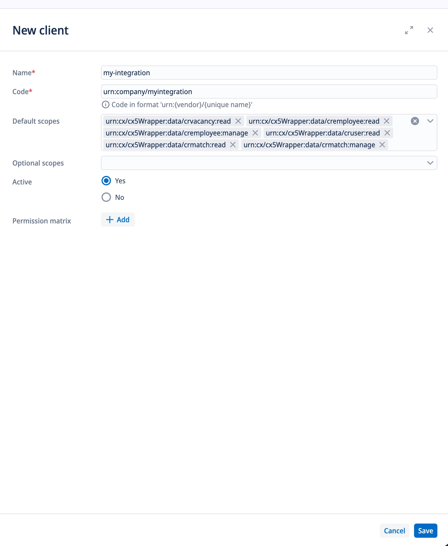 New client form in Carerix