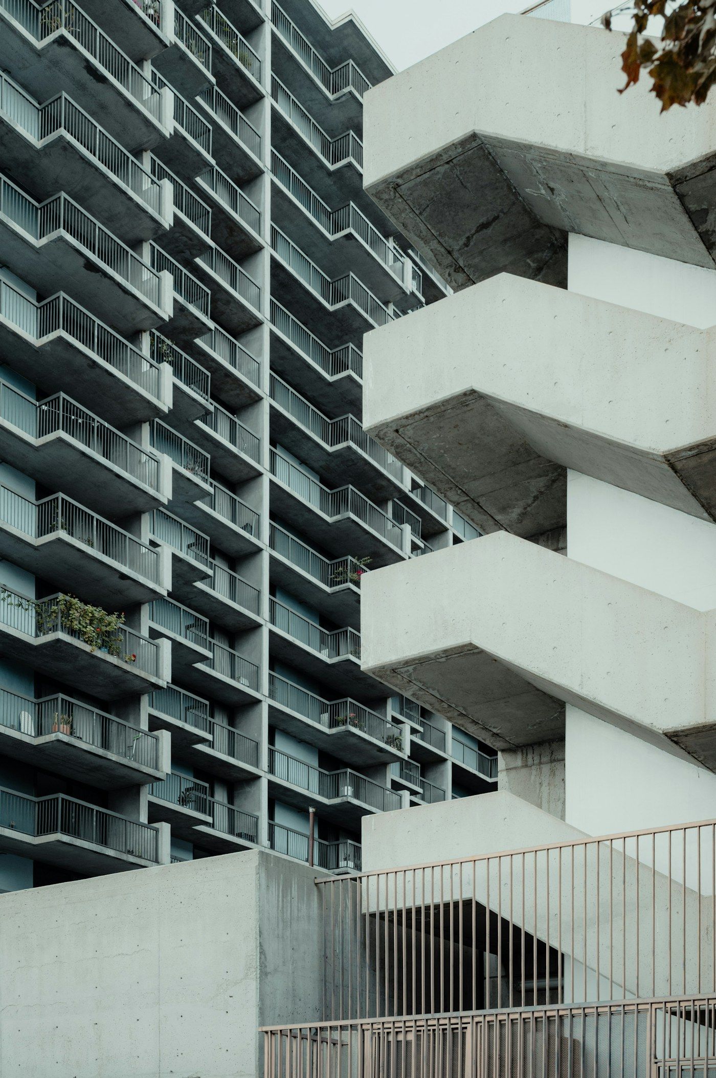 Modern apartment building with balconies in Los Angeles