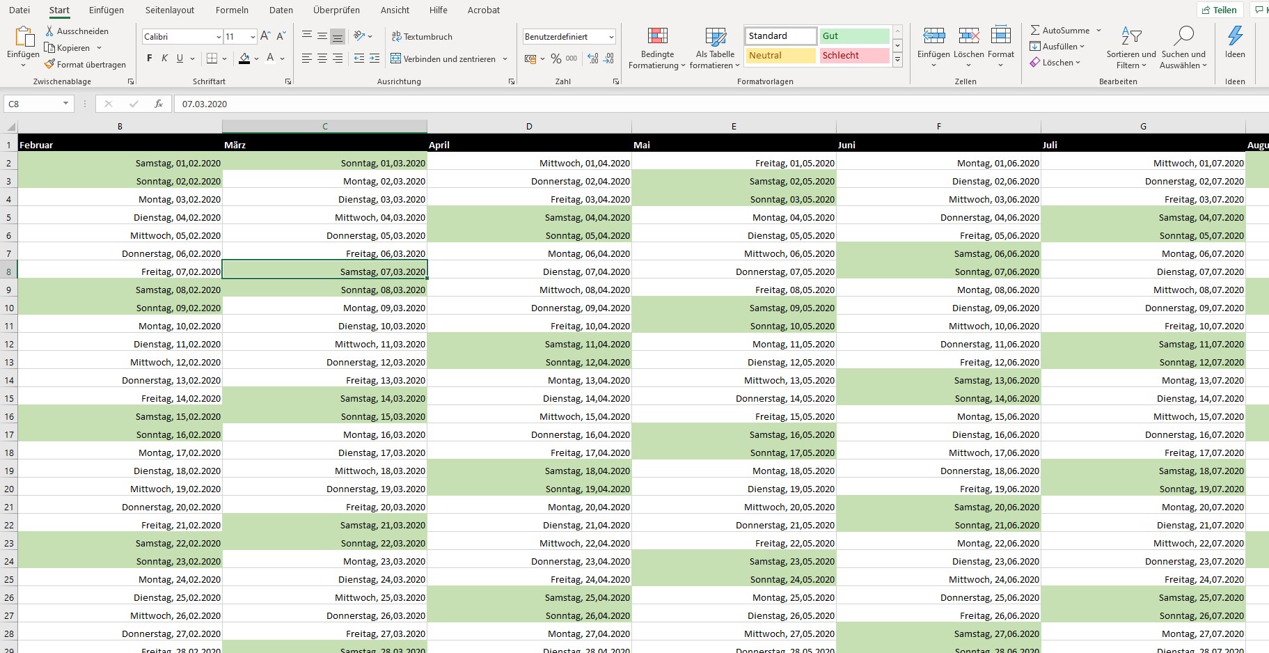 Microsoft Excel: So baust du dir deinen eigenen Kalender - Wiresoft