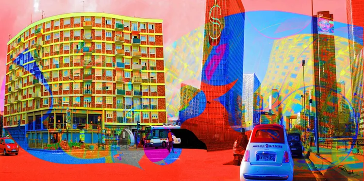 humanoide et megalopoles noye dans l'enfer de l'urbain