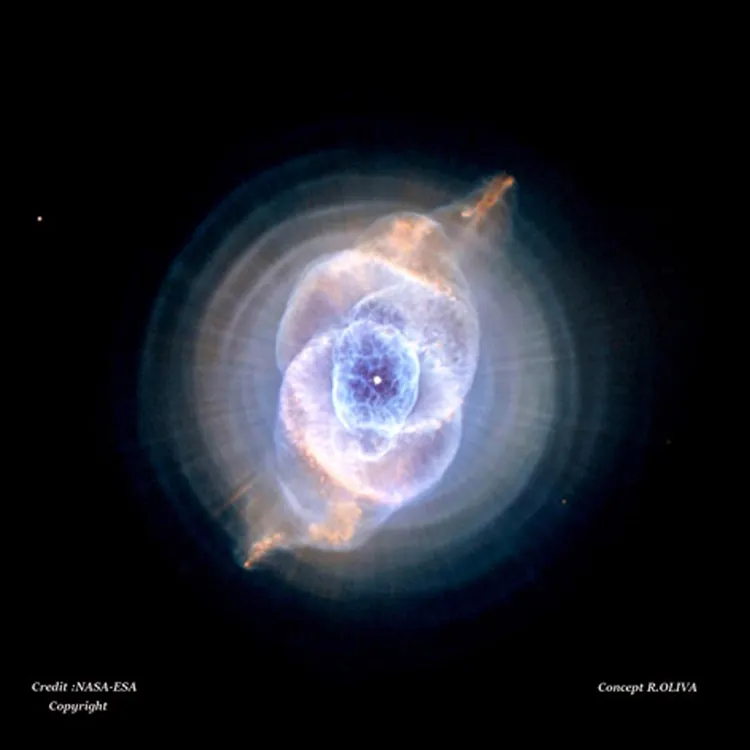 CAT'S EYE NEBULA  (BLUE) EVOLUTION OF THE STAR NGC 6543