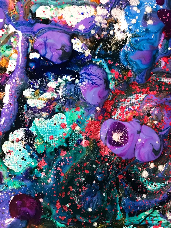 Experiment with Acrylic, Ink and Powder