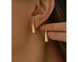 VIBE - Gouden oorbellen dames - Mini drop - minimalistisch - geschenk - 2.2 cm - Vibe - hypoallergeen - verkleurt niet - ideaal cadeau