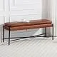 chairus Entryway Bench PU Leather Bed End with Metal Legs, Ottoman Bench for Bedroom Living Room Hallway, Brown
