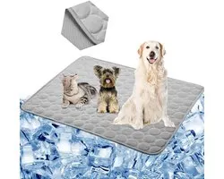 Koelmat Voor Hond & Kat | 100 X 70 CM | Nieuwste Model Koelmat | Temperatuur Absorberende Werking | Vrij Van Giftige Gel | Anti Slip | Grijs | XL