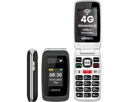 Uniwa V202T Senioren Telefoon 4G - Senioren GSM - Mobiele Telefoon - Klaptelefoon - Grote Toetsen - SOS Noodknop - Simlockvrij - 128 MB - Luid Geluid