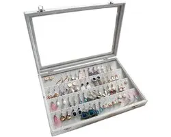 Oorbellen Organiser, Fluwelen Clear Deksel Oorbel Houder & 40 paar Oorbellen Opbergdoos, Sieraden Dozen Display Showcase Afsluitbaar, Stofdicht, 33,4 cm (L) X 23,3 cm (B)