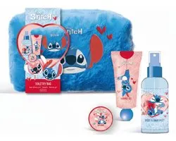 Disney Stitch Fluffy Blauwe Toilettas – Luxe Cadeauset met Lipbalm, Body & Hairmist en Douchegel - Geschenkset meisjes - Giftset - Valentijnsdag