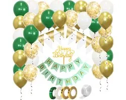 Happy Birthday Slingers Verjaardag Versiering Gouden Helium Ballonnen Abraham Feest Versiering Groen Confetti Ballon