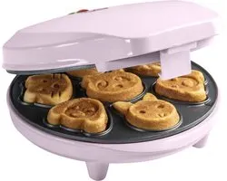 Bestron Wafelijzer - AAW700P - 700W - Mini cakes - Dierenvormpjes - Roze