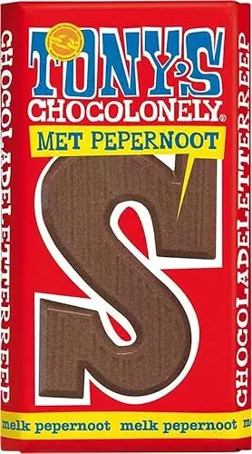 Tony's Chocolonely Chocoladeletter Reep Melk - Melk Chocolade Letter met Pepernoten - Sinterklaas Letter - Schoencadeau