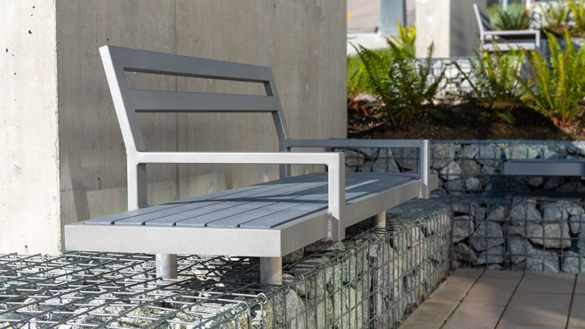 Custom Skyline Gabian Wall Bench