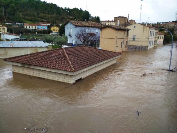 Fotos y vídeo de la crecida del Río Ebro a su paso por Miranda