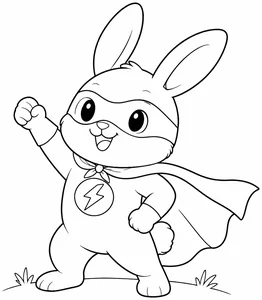Conejo disfrazado de superhéroe para colorear (PDF gratis)