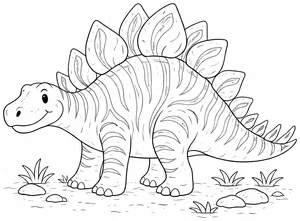 Stegosaurus con rayas tipo cebra para colorear (PDF gratis)