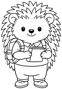 Erizo escolar con mochila para colorear (PDF gratis)