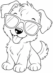 Perro con gafas de sol para colorear (PDF gratis)