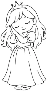 Princesa dormilona bajo las estrellas para colorear (PDF gratis)