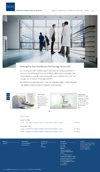 American Shared Hospital Services Website Screenshot
