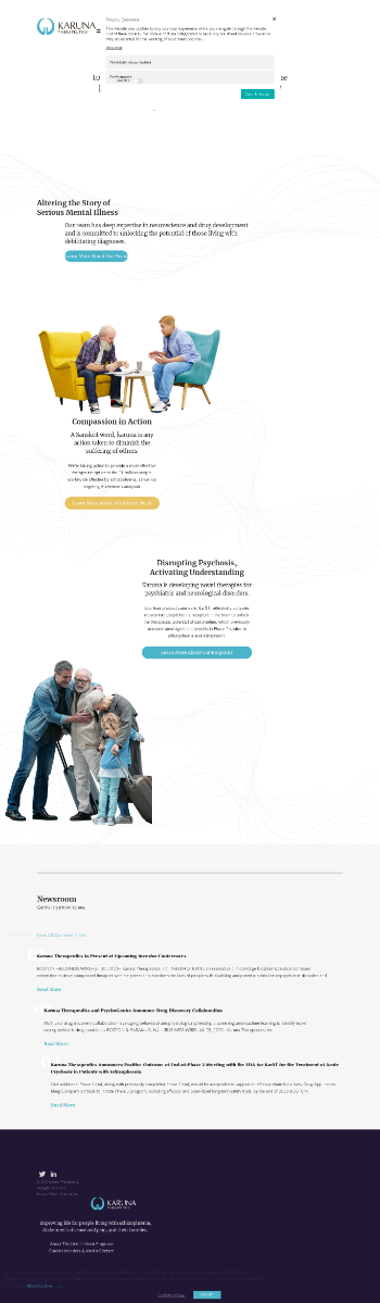 Karuna Therapeutics, Inc. Website Screenshot