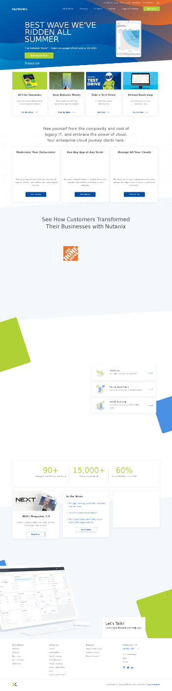 Nutanix, Inc. Website Screenshot