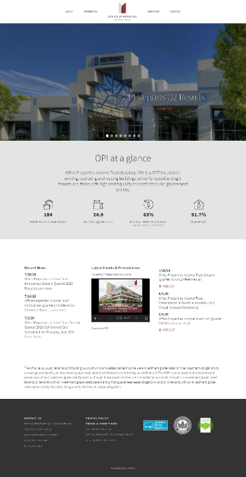 Office Properties Income Trust Website Screenshot