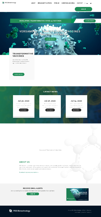 PDS Biotechnology Corporation Website Screenshot